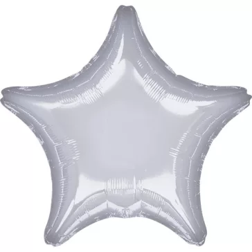 Ezüst Metallic Silver csillag fólia lufi 48 cm