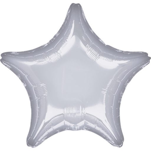 Ezüst Metallic Silver csillag fólia lufi 48 cm