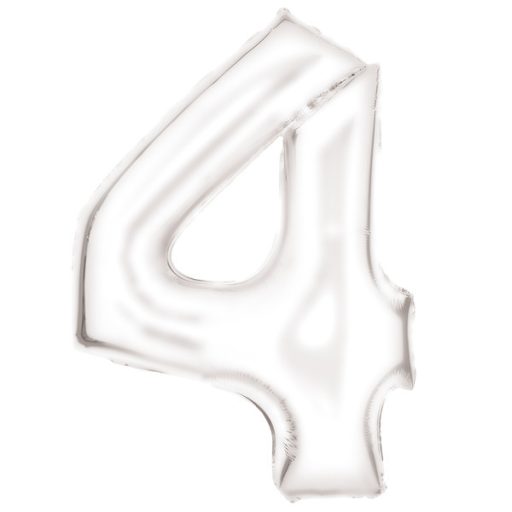 Fehér Lustre White 4-es szám fólia lufi 86 cm