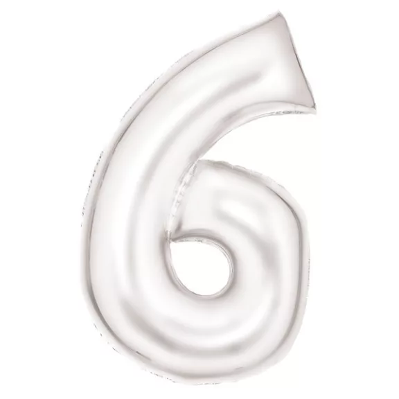 Fehér Lustre White 6-os szám fólia lufi 86 cm Fehér Lustre White 6-os szám fólia lufi 86 cm