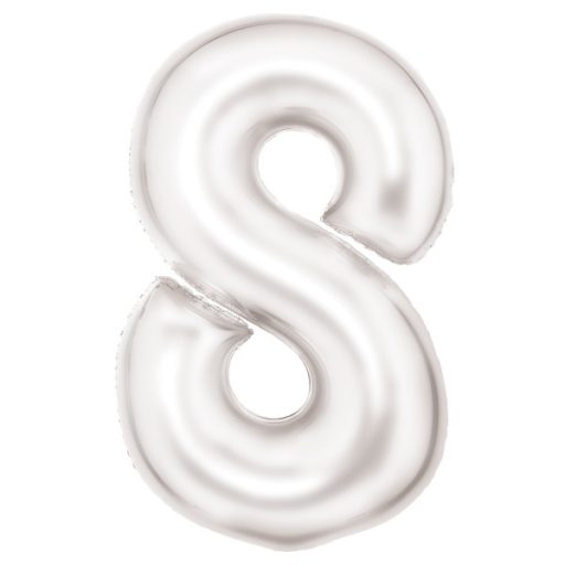 Fehér Lustre White 8-as szám fólia lufi 86 cm