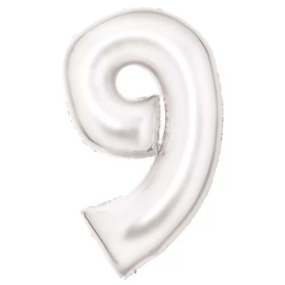 Fehér Lustre White 9-es szám fólia lufi 86 cm Fehér Lustre White 9-es szám fólia lufi 86 cm