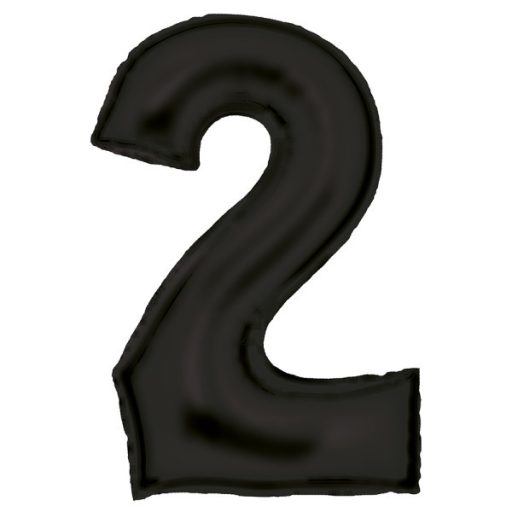Fekete Lustre Black 2-es szám fólia lufi 86 cm