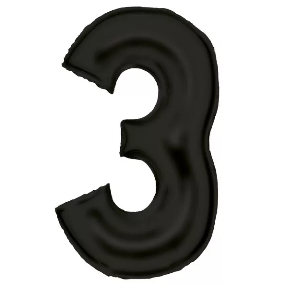 Fekete Lustre Black 3-as szám fólia lufi 86 cm Fekete Lustre Black 3-as szám fólia lufi 86 cm