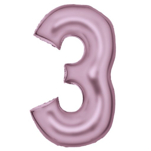 Rózsaszín Lustre Pastel Pink 3-as szám fólia lufi 86 cm