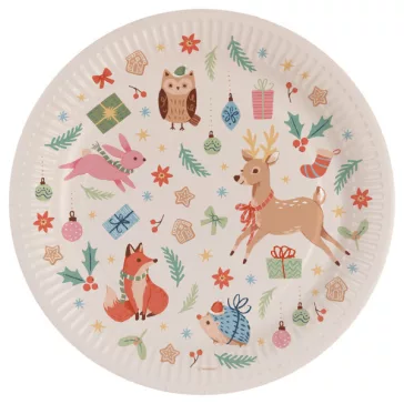 Téli erdő Winter Woodland papírtányér 8 db-os 23 cm