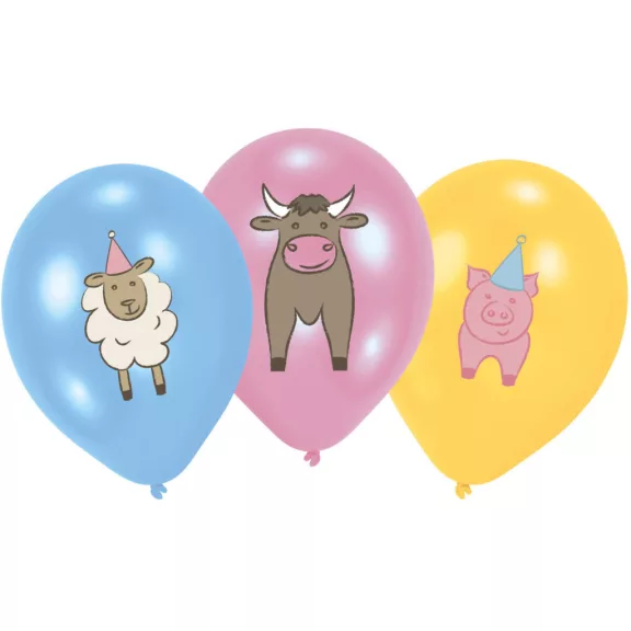 Farm Party léggömb, lufi 6 db-os 11 inch (27,5 cm) Farm Party léggömb, lufi 6 db-os 11 inch (27,5 cm)