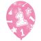 Első születésnap Pink léggömb, lufi 6 db-os 11 inch (27,5 cm)