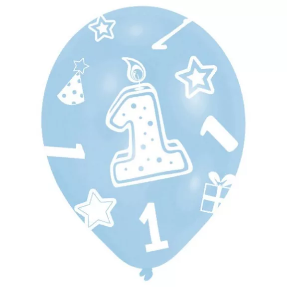 Első születésnap Blue léggömb, lufi 6 db-os 11 inch (27,5 cm) Első születésnap Blue léggömb, lufi 6 db-os 11 inch (27,5 cm)