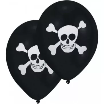 Kalóz Skull léggömb, lufi 8 db-os 10 inch (25,4cm)