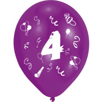   Happy Birthday 4 Ribbon léggömb, lufi 8 db-os 10 inch (25,4cm)