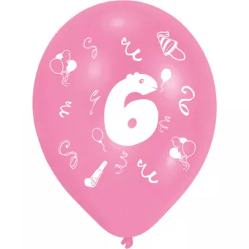   Happy Birthday 6 Ribbon léggömb, lufi 8 db-os 10 inch (25,4cm)