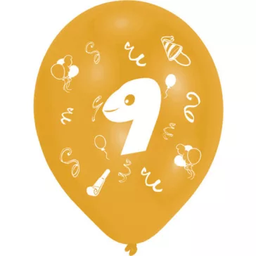   Happy Birthday 9 Ribbon léggömb, lufi 8 db-os 10 inch (25,4cm)