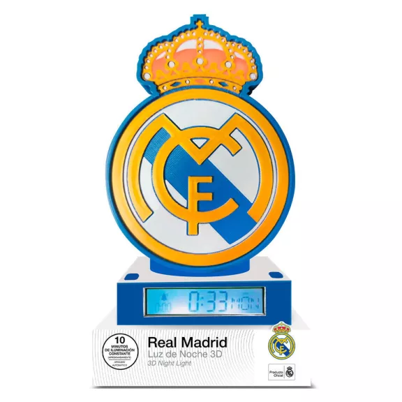 Real Madrid Hala 3D éjszakai lámpa és ébresztőóra Real Madrid Hala 3D éjszakai lámpa és ébresztőóra