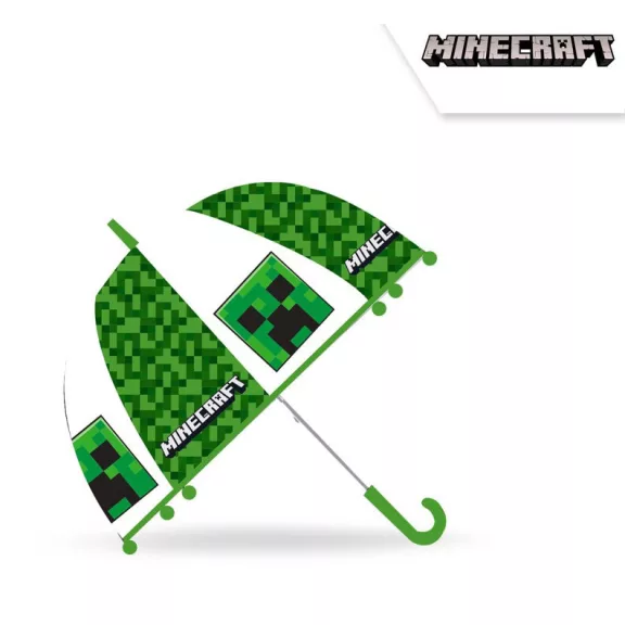 Minecraft Creeper gyerek átlátszó félautomata esernyő Ø70 cm