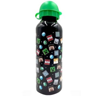 Minecraft Black alumínium kulacs ivókupakkal 500 ml