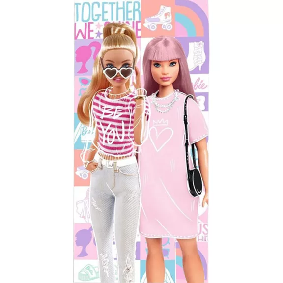 Barbie Together fürdőlepedő, strand törölköző 70x140cm Barbie Together fürdőlepedő, strand törölköző 70x140cm