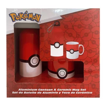   Pokémon Pokeball porcelán bögre és alumínium kulacs szett Díszdobozban