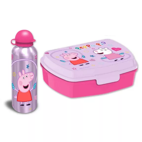 Peppa malac Jump Rope szendvicsdoboz + alumínium kulacs szett
