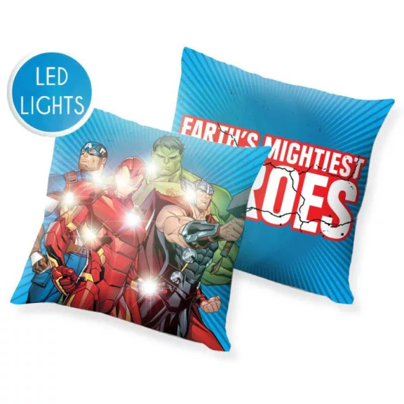 Bosszúállók Mighiest Heroes LED világító párna, díszpárna 40x40 cm Bosszúállók Mighiest Heroes LED világító párna, díszpárna 40x40 cm