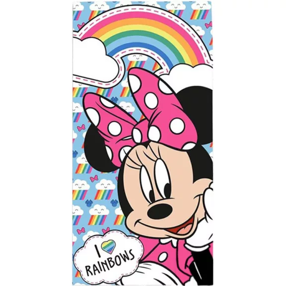 Disney Minnie Rainbows fürdőlepedő, strand törölköző 70x140cm Disney Minnie Rainbows fürdőlepedő, strand törölköző 70x140cm