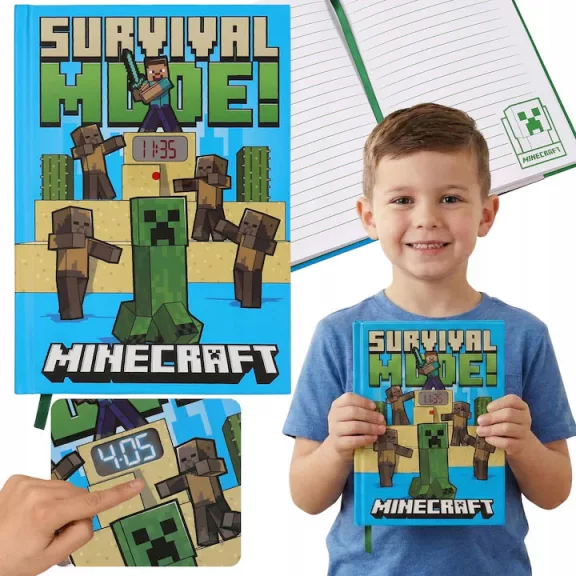 Minecraft Fight A/5 vonalas füzet beépített órával
