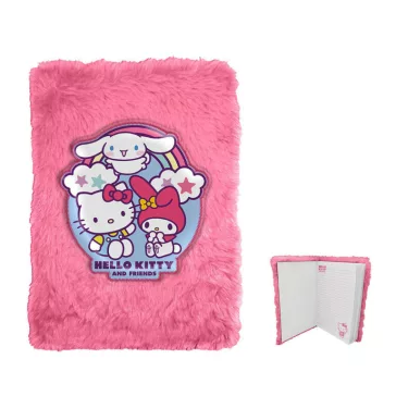 Hello Kitty Friends plüss A5 notesz, jegyzetfüzet