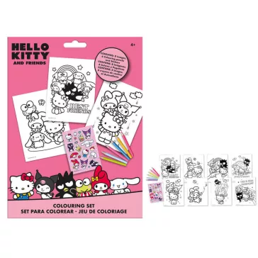 Hello Kitty Friends színező szett matricával