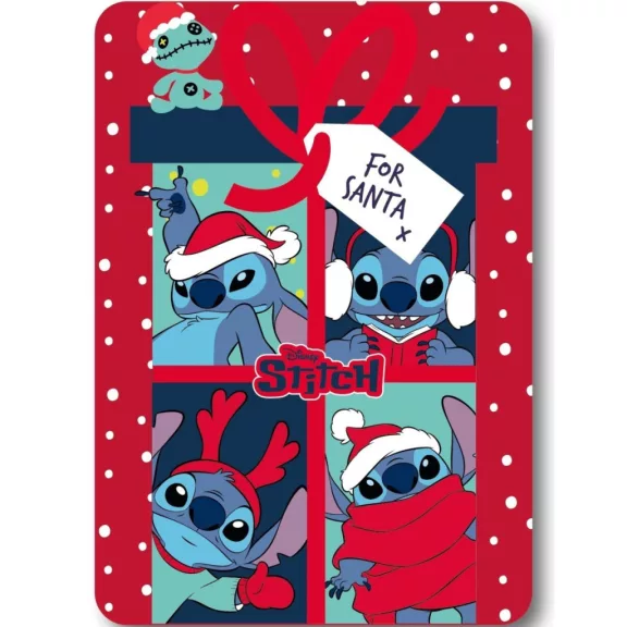 Disney Lilo és Stitch, A csillagkutya Santa Karácsonyi polár takaró 100x140cm Disney Lilo és Stitch, A csillagkutya Santa Karácsonyi polár takaró 100x140cm