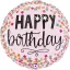 Happy Birthday Pink Confetti mini fólia lufi 19 cm (WP)