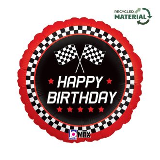 Happy Birthday Checkered Flag fólia lufi 46 cm