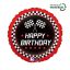 Happy Birthday Checkered Flag fólia lufi 46 cm
