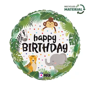 Happy Birthday Jungle Dots fólia lufi 46 cm