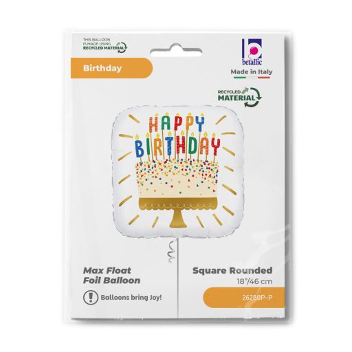 Happy Birthday Cake Candles fólia lufi 46 cm