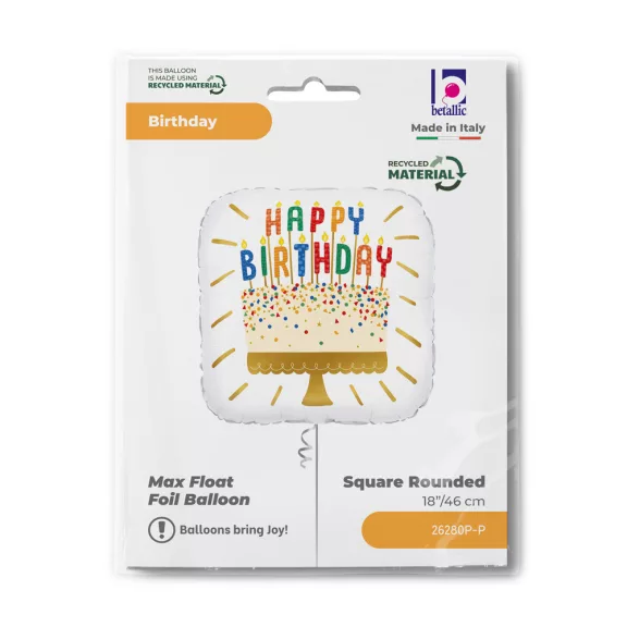 Happy Birthday Cake Candles fólia lufi 46 cm