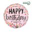 Happy Birthday Pink Confetti fólia lufi 46 cm