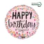 Happy Birthday Pink Confetti fólia lufi 46 cm