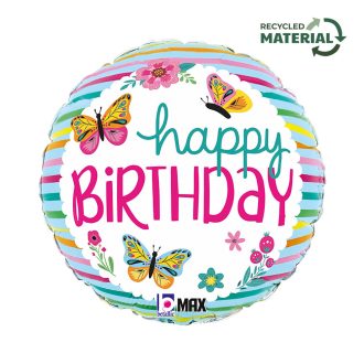 Happy Birthday Colorful Butterflies fólia lufi 46 cm