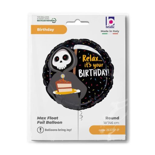 Happy Birthday Grim Reaper fólia lufi 46 cm