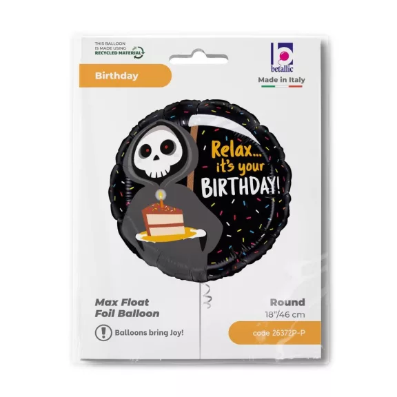 Happy Birthday Grim Reaper fólia lufi 46 cm