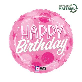 Happy Birthday Pink Spark fólia lufi 46 cm