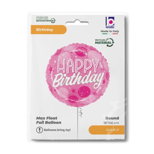 Happy Birthday Pink Spark fólia lufi 46 cm