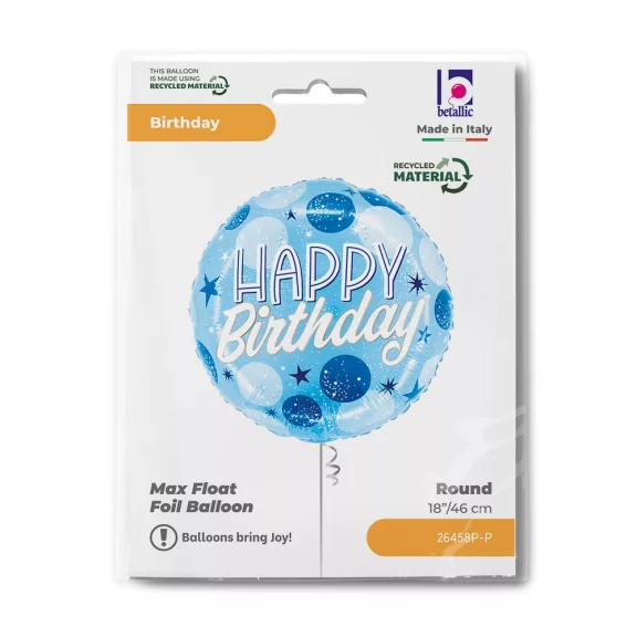 Happy Birthday Blue Spark fólia lufi 46 cm