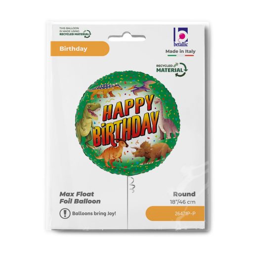 Happy Birthday Dinosaur fólia lufi 46 cm
