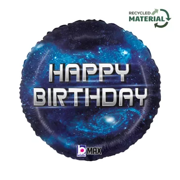 Happy Birthday Galaxy Blue fólia lufi 46 cm