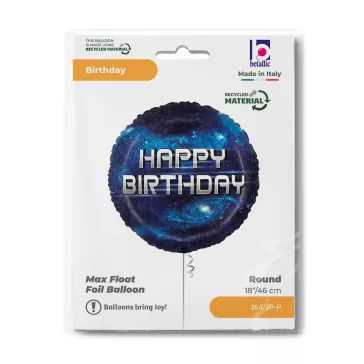 Happy Birthday Galaxy Blue fólia lufi 46 cm