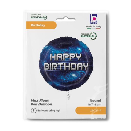 Happy Birthday Galaxy fólia lufi 46 cm