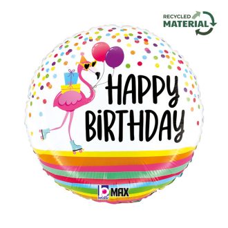 Happy Birthday Flamingo fólia lufi 46 cm