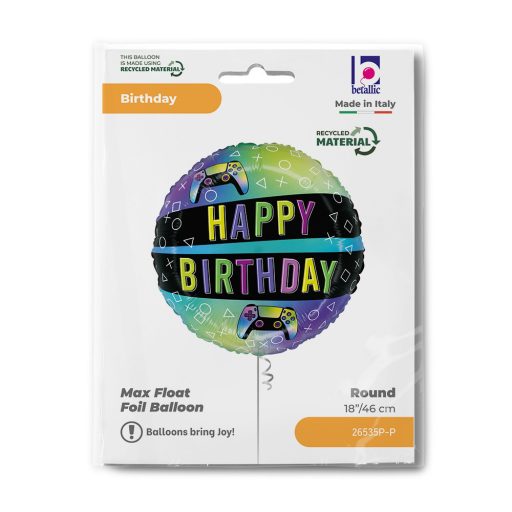 Happy Birthday Vivid Gaming fólia lufi 46 cm
