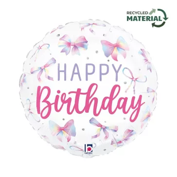 Happy Birthday Bows fólia lufi 46 cm